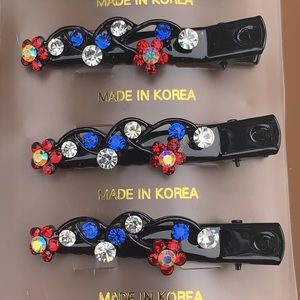 New Red, White, & Blue Crystal Hair Clips